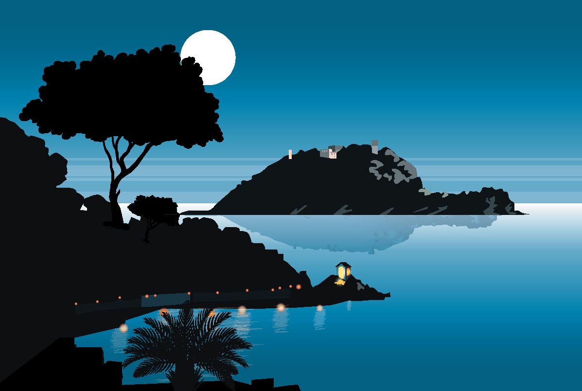 Cartolina - Isola Gallinara di notte