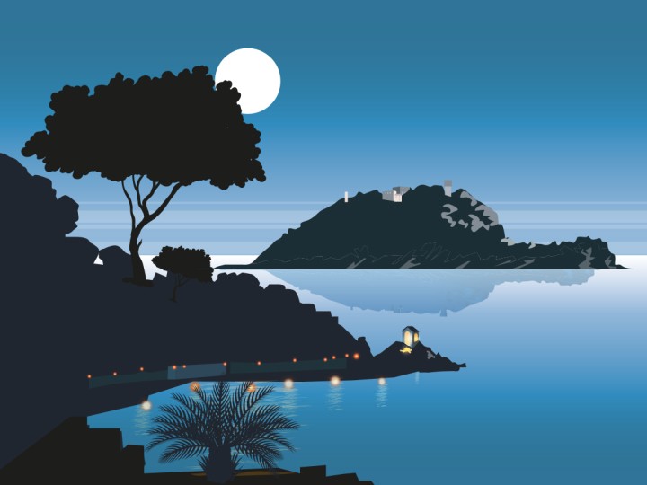 Poster - Isola Gallinara con la luna piena