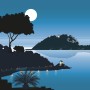 Poster - Isola Gallinara con la luna piena
